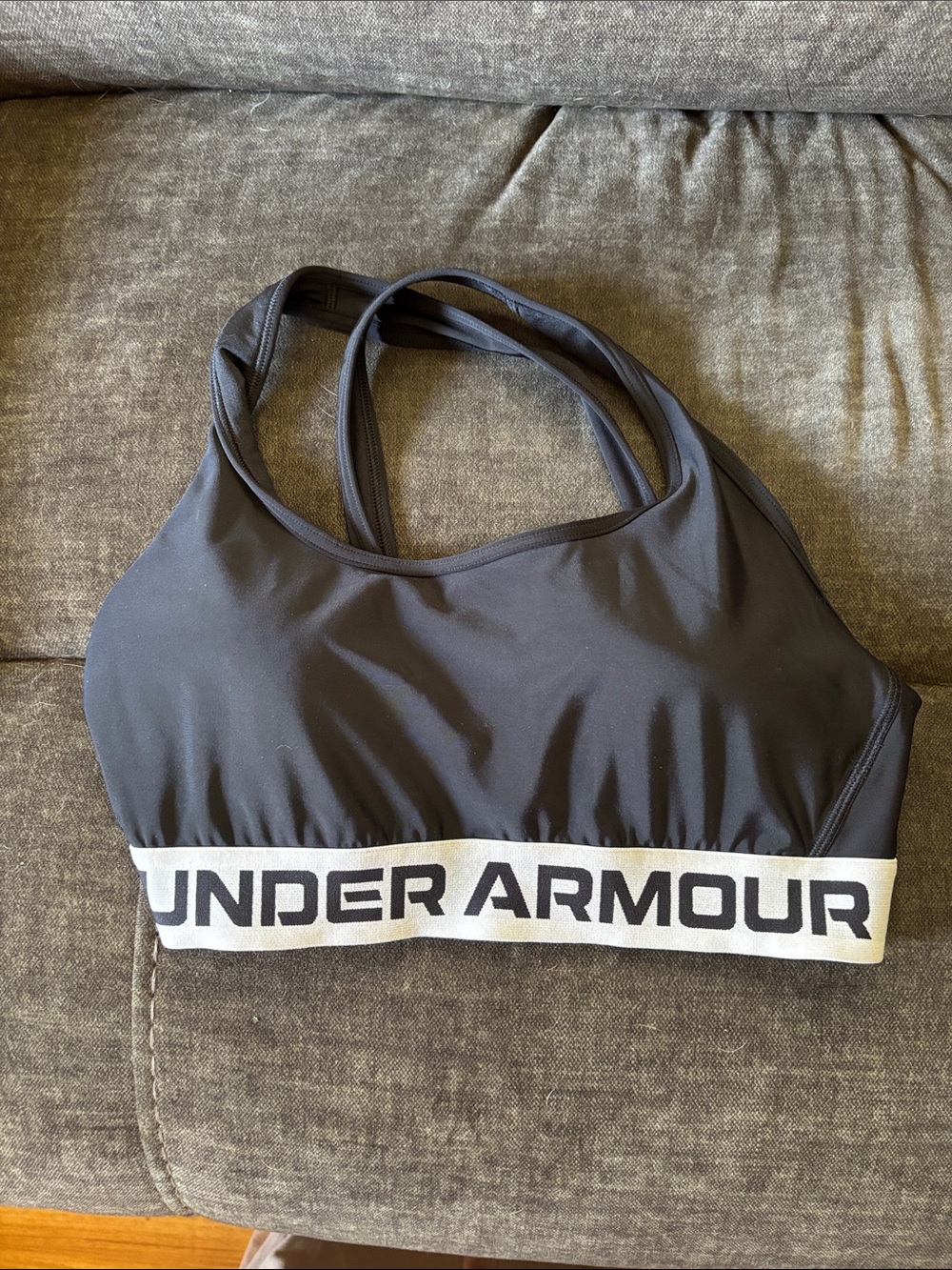 Under Armour Black Sports Bra with White Branded Band